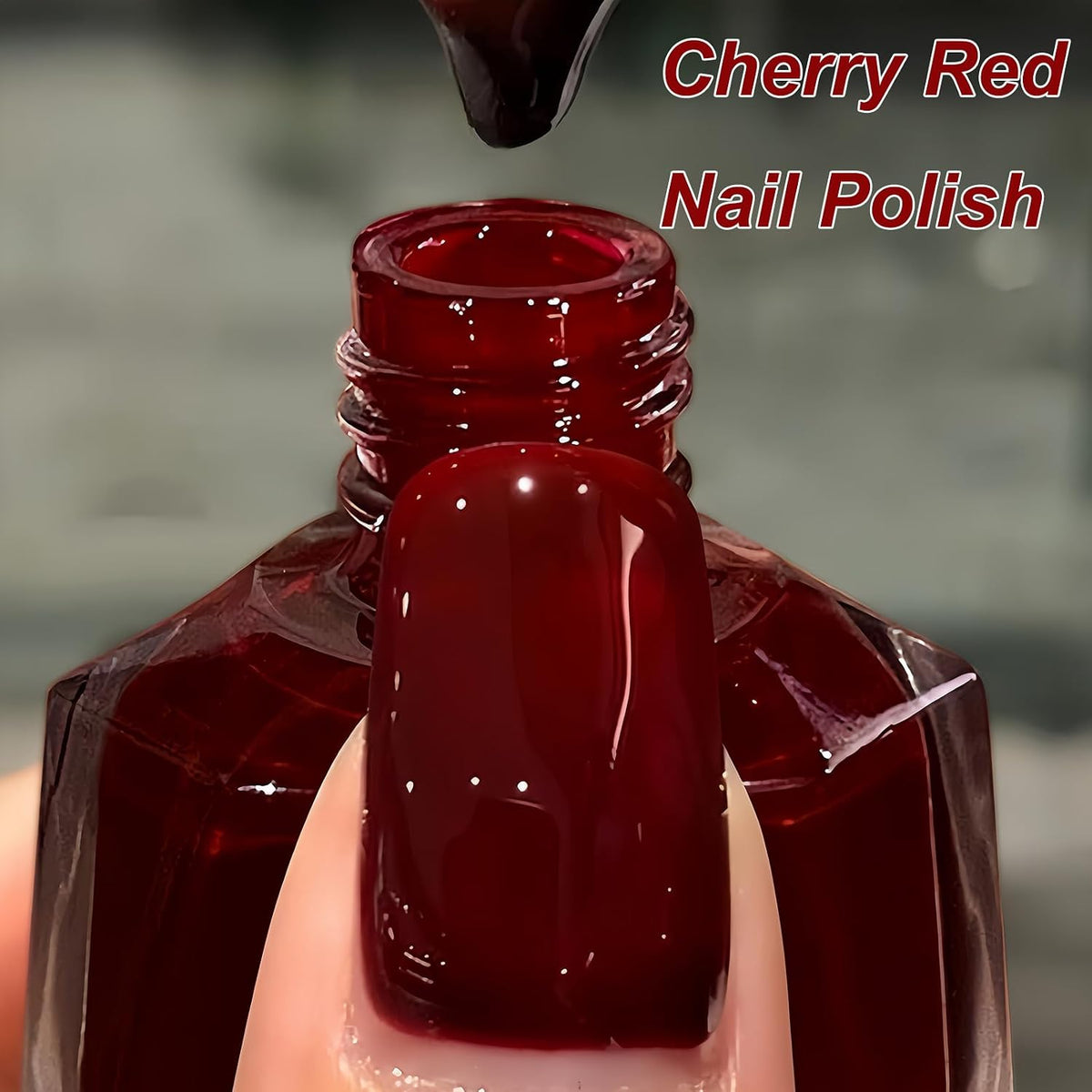 Dark Red Quick-Dry Nail Polish – 15ml Glossy Burgundy Air Dry Nail Lacquer
