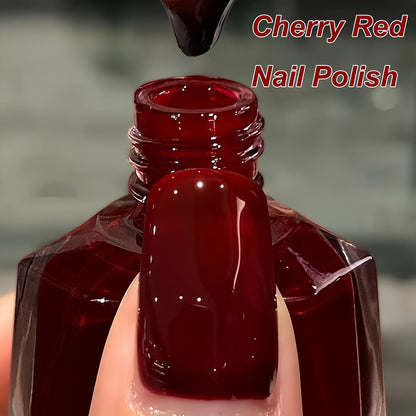 Dark Red Quick-Dry Nail Polish – 15ml Glossy Burgundy Air Dry Nail Lacquer