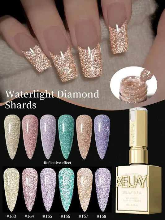 Crushed Gel Nail Polish Set, 6 Colors