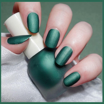 Velvet Emerald Matte Green Nail Polish – Quick-Dry Shimmery Forest Green Nail Lacquer