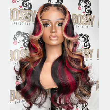 13X4 Synthetic Glueless Brown Lace Front Wigs for Women Chocolate Brown Body Wave Wig 13X6 Lace Frontal Wig Pre Cut 200% Density