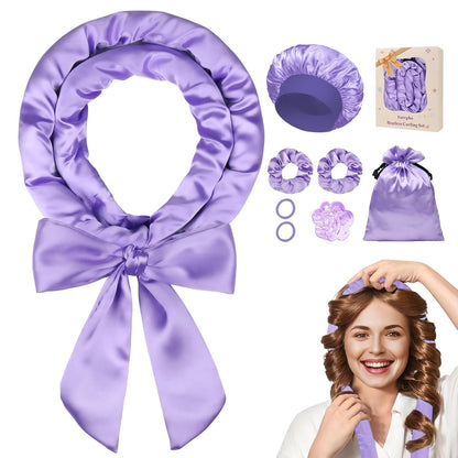 Satin Heatless Hair Curler Set – 8 Pcs Overnight Curling Headband