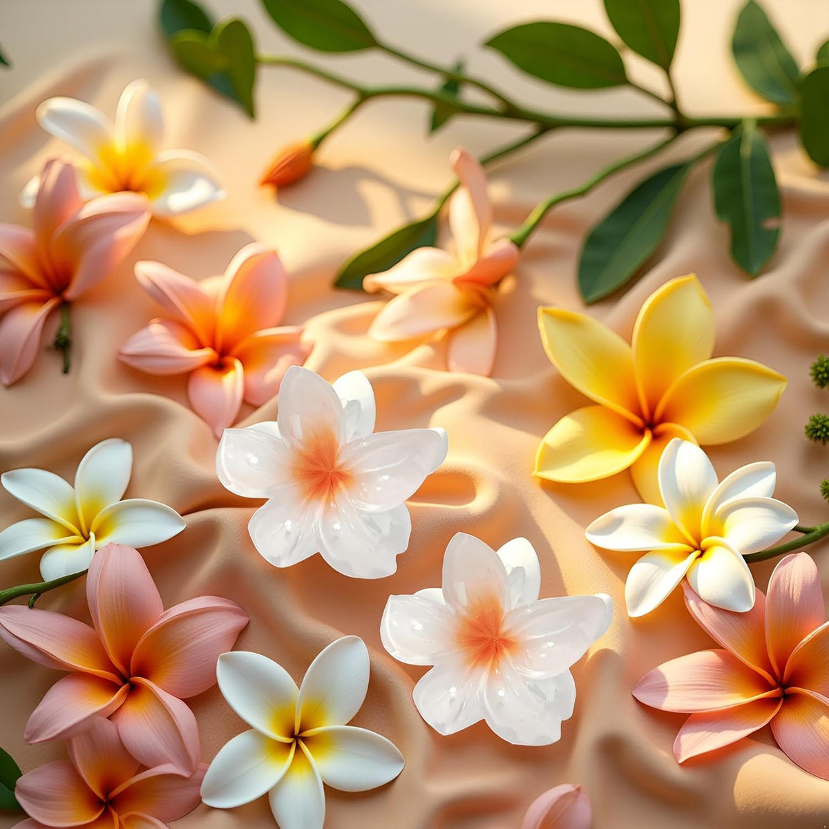 White Flower Claw Hair Clips – 2 Pcs, Plumeria Jaw Clips for Women