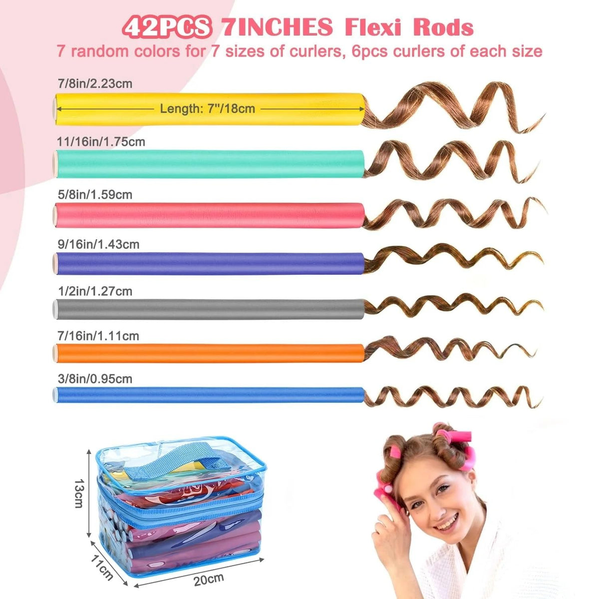 Heatless Flexible Foam Hair Curlers – 42 Pack Twist Curling Rods