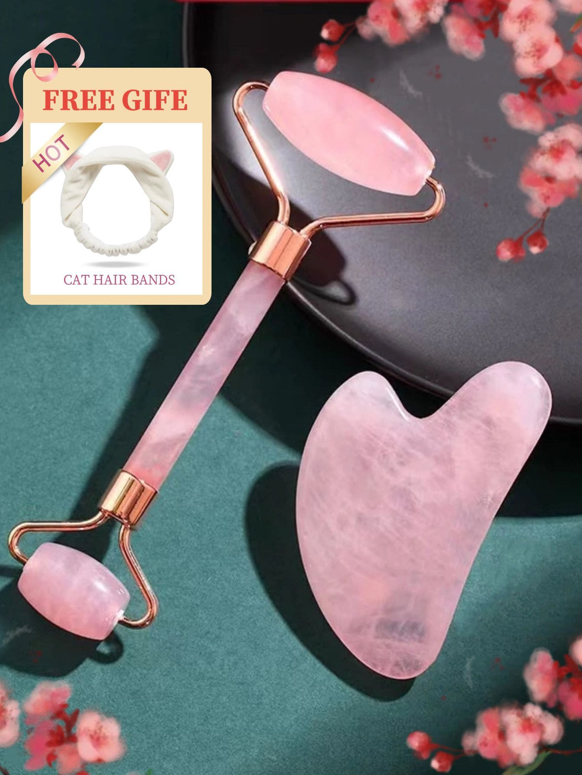 Pink Resin Facial Roller and Scraper Kit