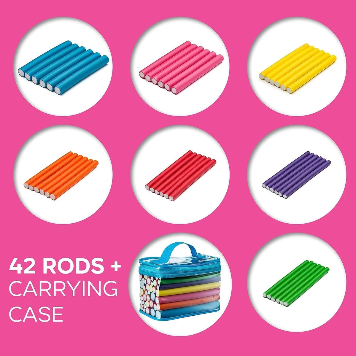 Heatless Flexible Foam Hair Curlers – 42 Pack Twist Curling Rods