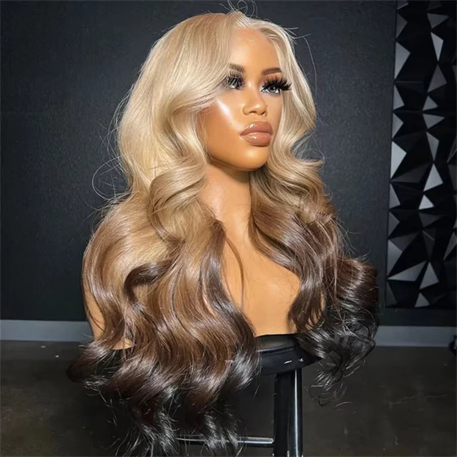 13X4 Synthetic Glueless Brown Lace Front Wigs for Women Chocolate Brown Body Wave Wig 13X6 Lace Frontal Wig Pre Cut 200% Density