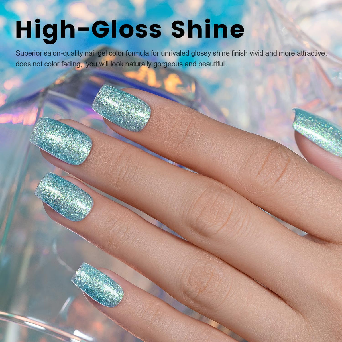 Mermaid Blue-Green Glitter Gel Nail Polish – 15ml