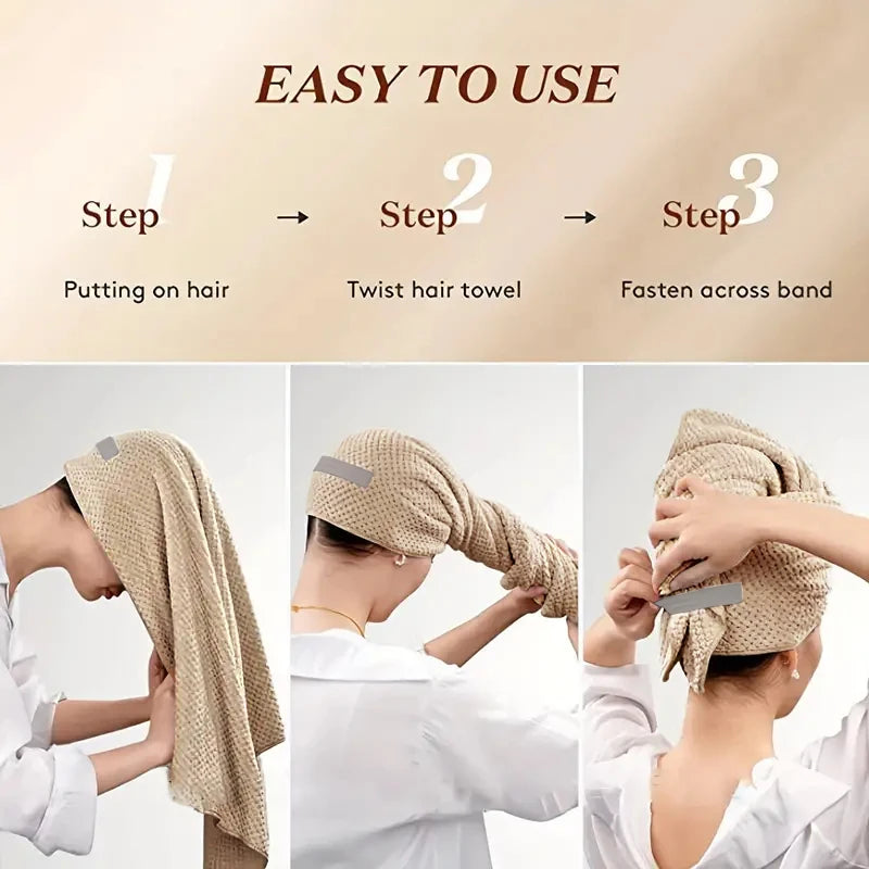 Microfiber Hair Towel Wrap – Quick Dry, Elastic Band