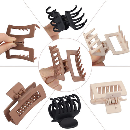 Matte Claw Hair Clips – 9 Pcs, 3 Styles, Brown Neutrals