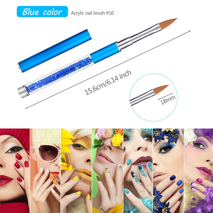 Acrylic Nail Art Brush Set – 5 Pieces, Sizes 4, 6, 8, 10 and 12, Crystal Handles