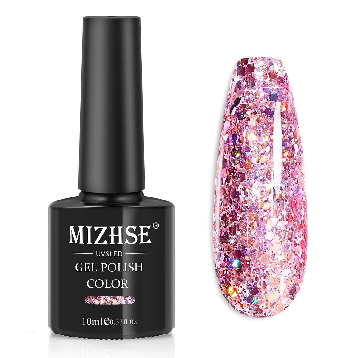 Pink Holographic Glitter Gel Nail Polish