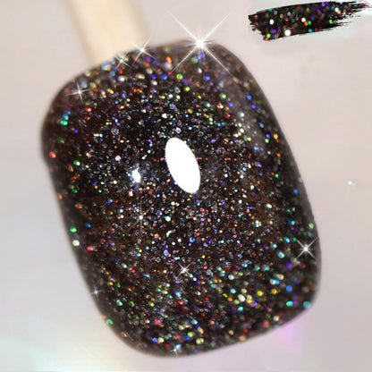 Iridescent Black Glitter Gel Nail Polish – 10ml