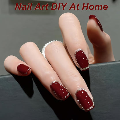 Dark Red Quick-Dry Nail Polish – 15ml Glossy Burgundy Air Dry Nail Lacquer