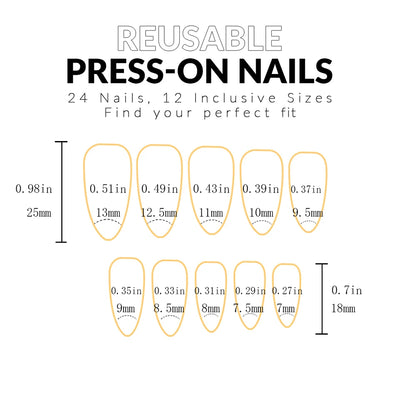 Stiletto Press-On Nails Set – 24 Pcs, Full Cover Designs