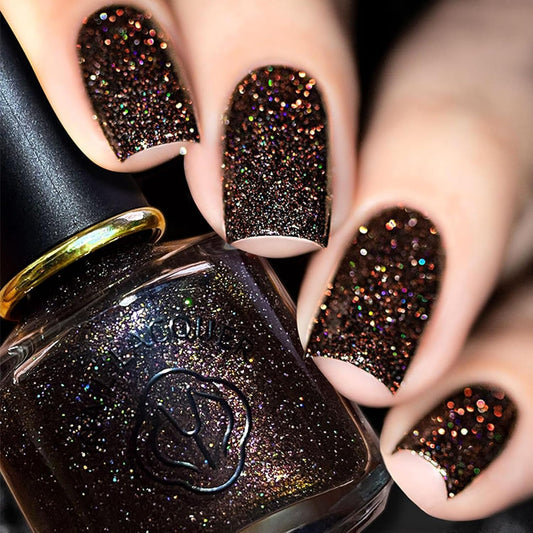 Iridescent Black Glitter Gel Nail Polish – 10ml
