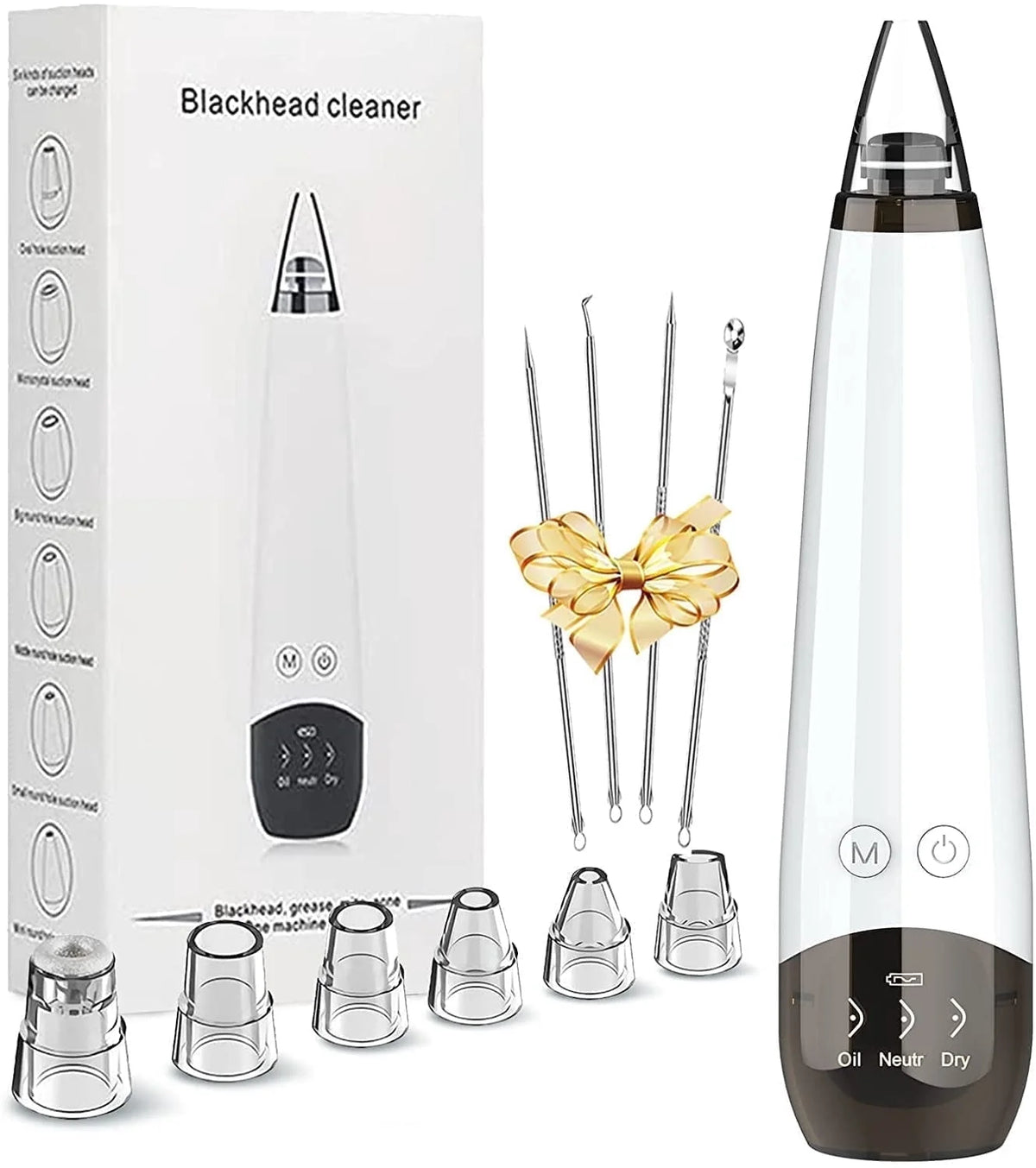 USB Electric Pore Vacuum Cleaner with 5 Probes – White