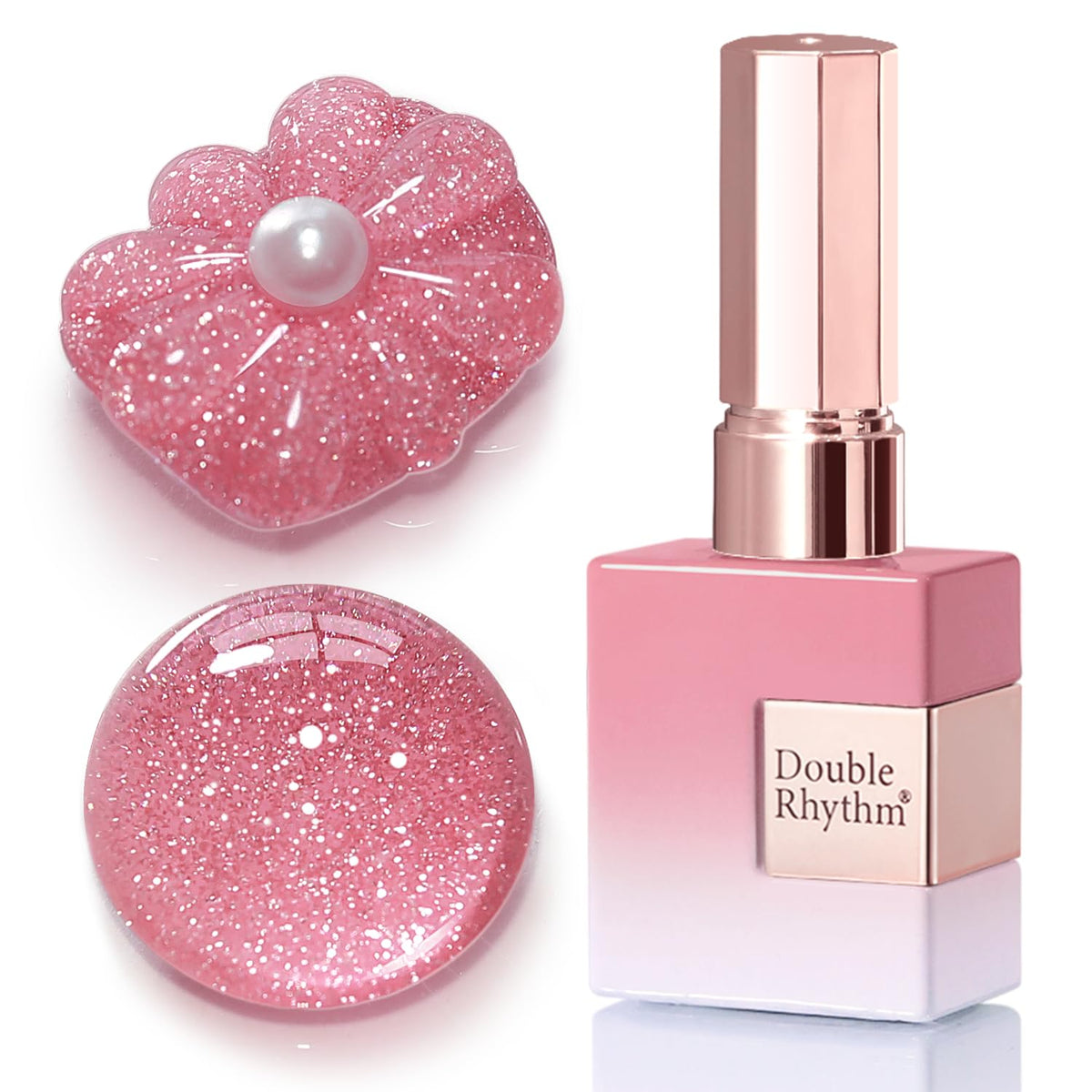 Light Pink Glitter Gel Nail Polish – Shimmer Reflective Soak-Off UV/LED Gel Color, 15 ml