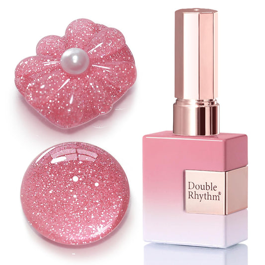 Light Pink Glitter Gel Nail Polish – Shimmer Reflective Soak-Off UV/LED Gel Color, 15 ml