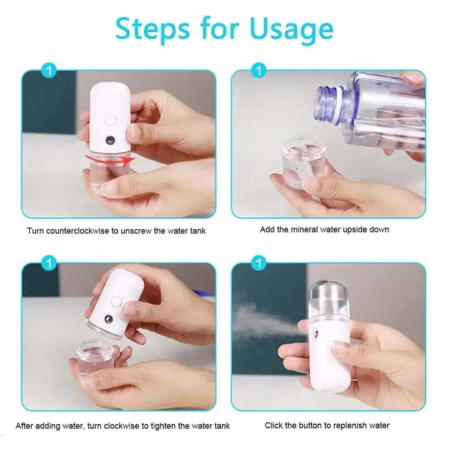 Portable USB Facial Mist Sprayer – Rechargeable